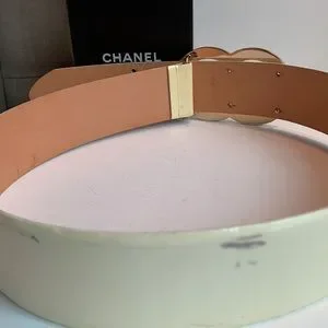RARE ⭐️ CHANEL Belt Off White Ivory Belt Patent Leather Big Logo Huge CC Gold CHANEL | Accessories | Rare Chanel Belt Off White Ivory Belt  main image 3